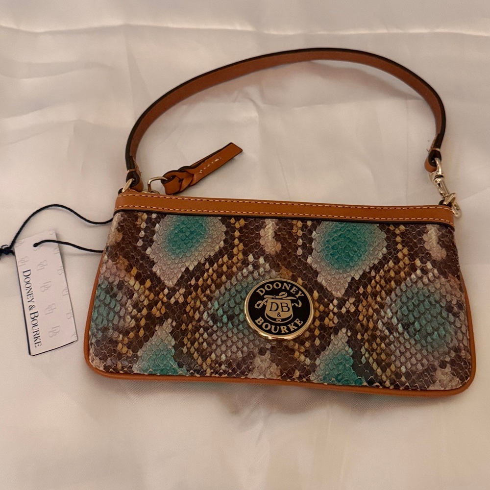 Dooney & Bourke Multicolor Snake Print Clutch & Changes into a Wristlet NWT
